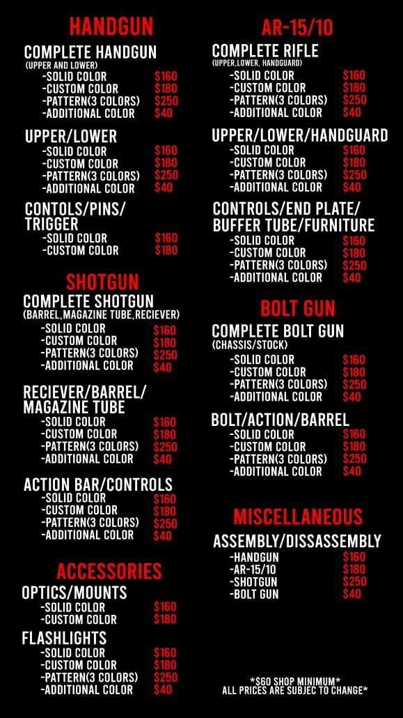 ONLINE MENU | Freedom Firearms